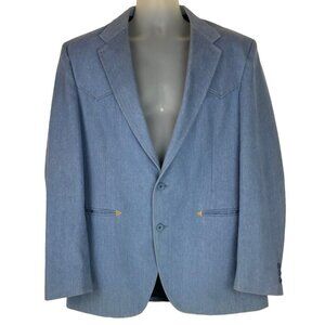 Vintage Sedgefield Western Blazer 44L Blue Denim Cowboy Rodeo Rockabilly